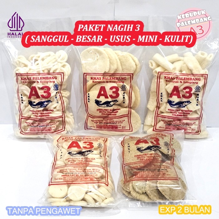 

PAKET KERUPUK 5 BUNGKUS SUPER NAGIH 3 USUS SUPER BESAR MINI KULIT SANGGUL A3 PALEMBANG