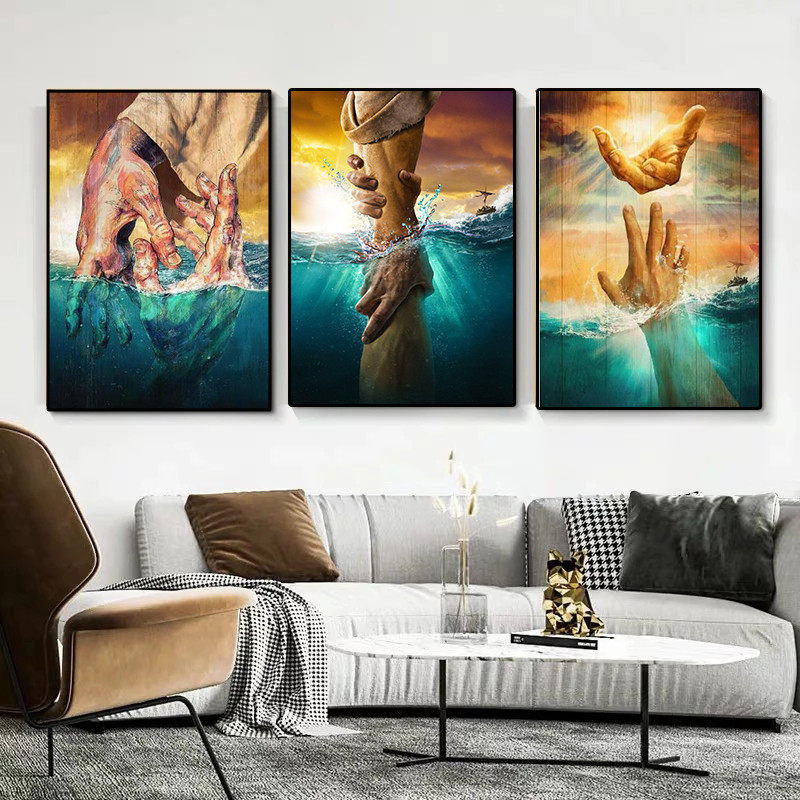 

Christian Jesus Poster Canvas Prints Christian Art Canvas Painting The Hand of God Canvas Wall Art for Living Room,Home Decor