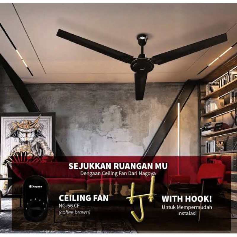 NAGOYA CEILING FAN NG-56CF / KIPAS ANGIN GANTUNG PLAFON BALING BESI 56INCH KIPAS ANGIN ATAP BESAR SN