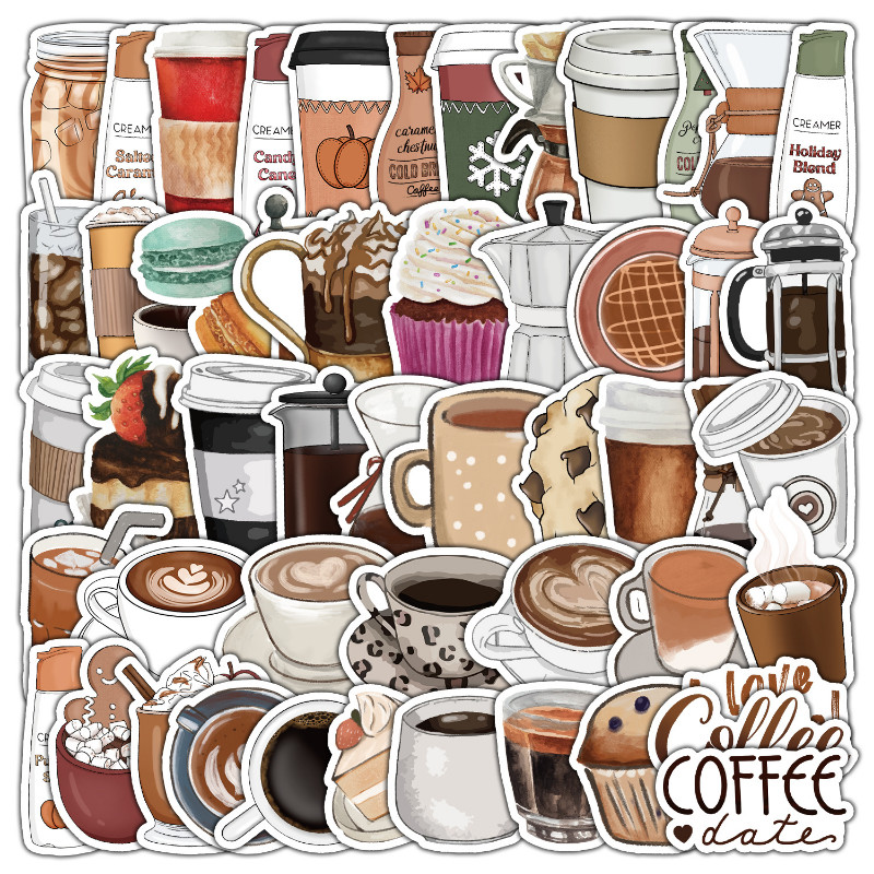 

10/25/50pcs Coffee Drink Graffiti Stickers for DIY Scrapbook Suitcase Water Bottle Phone Laptop Guitar Car Skateboard