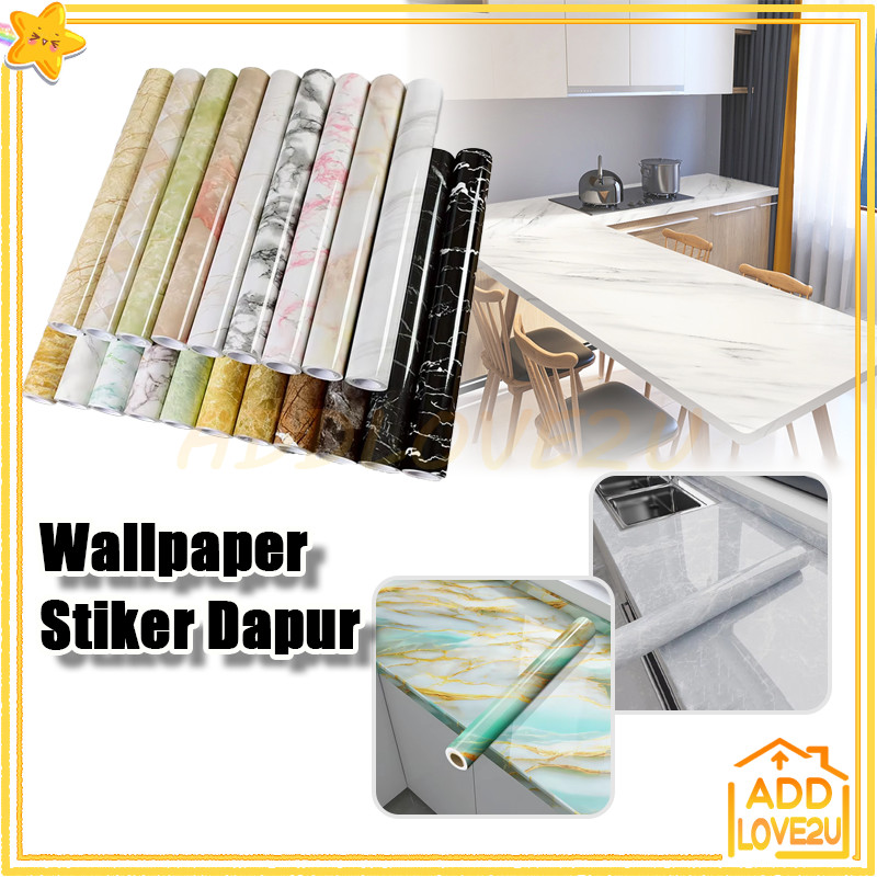 dinding dapur stiker bahan alumunium foil/Sticker Wallpaper Motif Marmer/Stiker Dapur