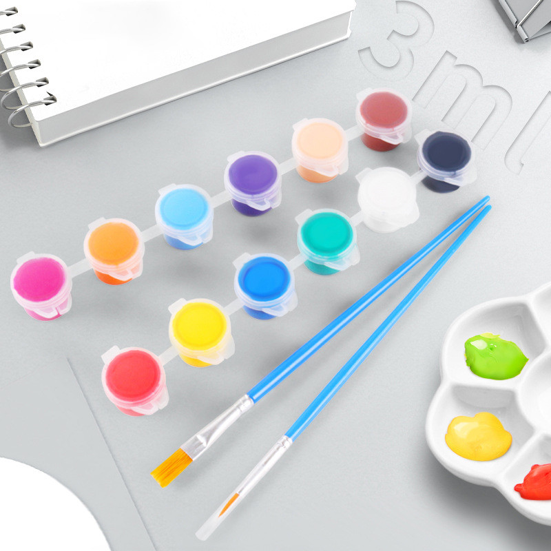 

CAT AKRILIK LUKIS / COD 1 SET CAT LUKIS AKRILIK MINI UKURAN 3ML ISI 6,12WARNA TERANG FREE KUAS / CAT LUKIS MINI