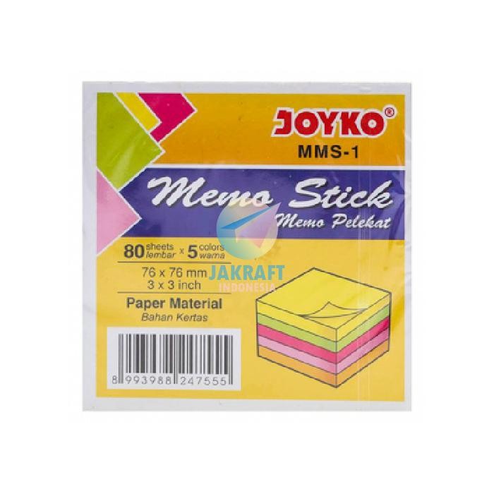 

TERLARIS! (400 Lembar) Kertas Memo Stick Tempel 5 Warna JOYKO MMS-1 Mix Color Sticky Note (7.6 x 7.6 Cm) - MMS-1 /PAD