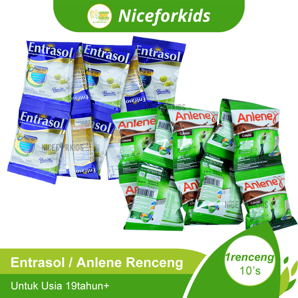 

Entrasol Renceng Isi 10 Sachet / Anlene Actifit Renceng Susu Bubuk Tinggi Kalsium / Anlene Gold Renteng / Anchor Protein Plus
