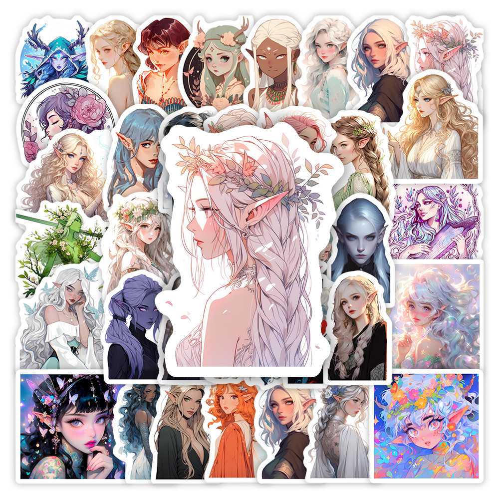 

Fantasy Elf Girl Stickers Art Pointy Ears Kid DIY Toy Gift Decorative Decal Scrapbook Journal Laptop Notebook Bottle Waterproof