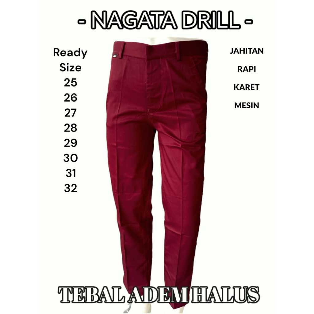 Celana Panjang SD Merah Maroon & Hitam  Nagata Drill Seragam SD MICO