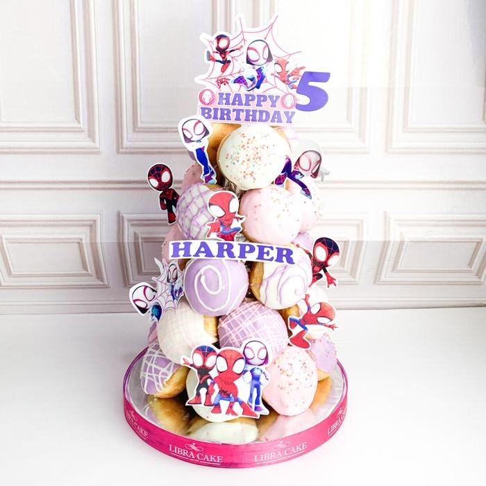 

Donat/Donat Ulang Tahun/Donat Tower Tema Spiderman/Donat Birthday Catering Malang DMT