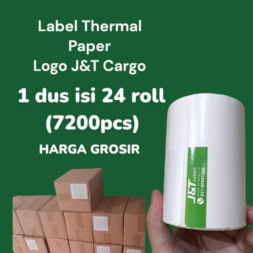 

Kertas Thermal Label Barcode JNT Cargo Label Thermal Paper 24 Roll (7200pcs) 100x100mm Resi Stiker READY STOK