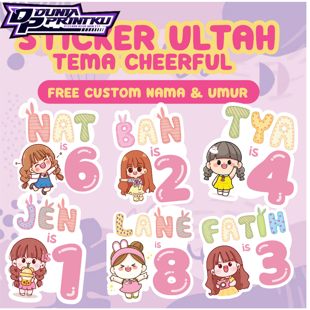 

Sticker Ulang Tahun Anak Girl Tema Cheerful - Stiker Bento Birthday & Souvenir