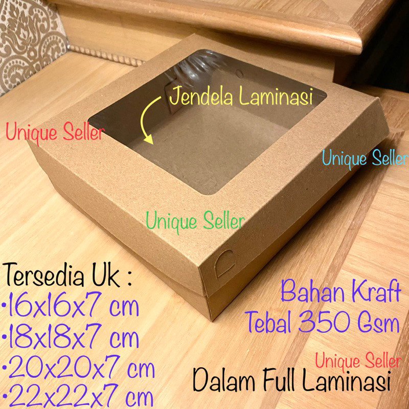 [Isi10] Dus Nasi KRAFT 16x16x7 18x18x7 20x20x7 22x22x7 Jendela Full Laminasi 350 Gram / Dus Bos Kota