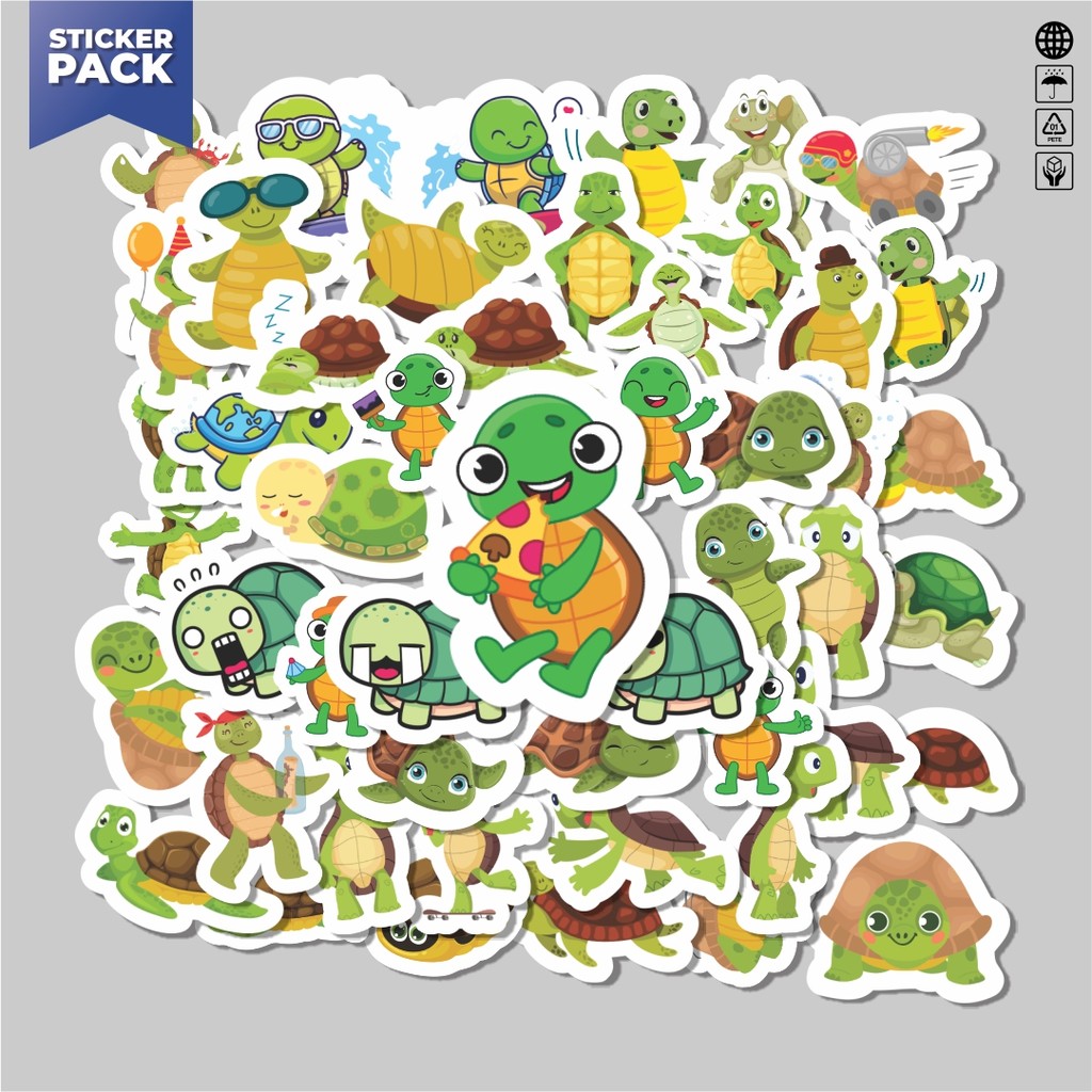 

[100PCS]Stiker Pack Sticker Hewan Kura Kura Aesthetic Vinyl Anti Air Dekorasi Sticker Laptop Buku Journal Koper Helm Casing HP Gitar Helm Skateboard