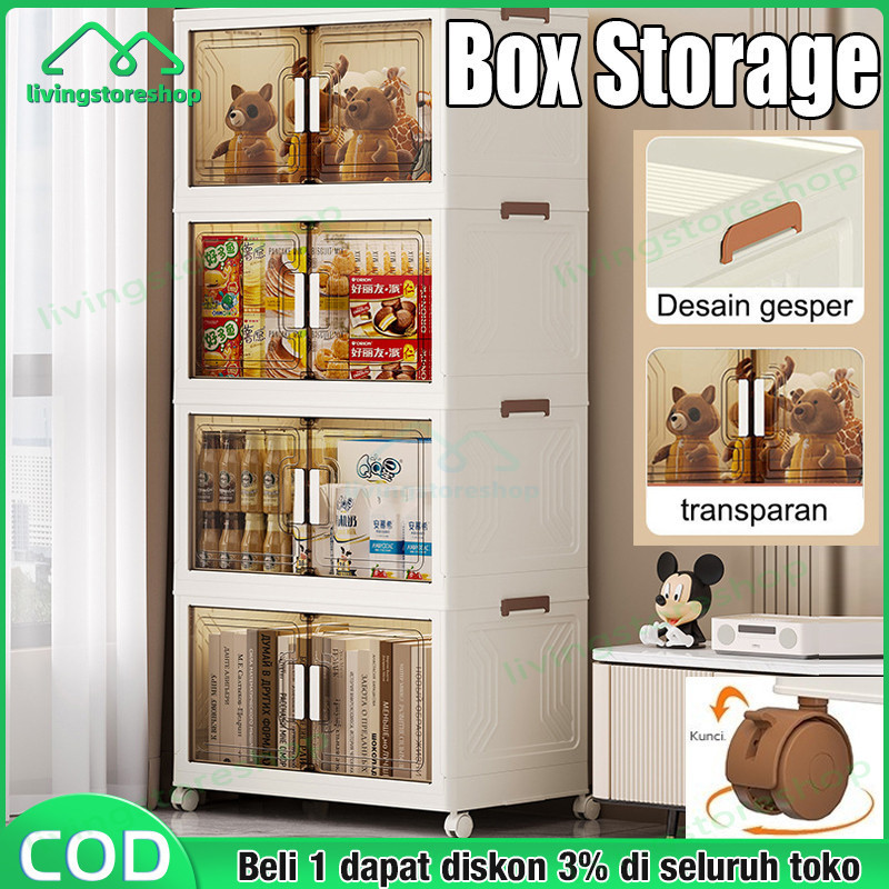 Lemari Plastik Susun | Lemari Makanan | Lemari Tas | Lemari Sepatu Transparan | Lemari Lipat Portabl