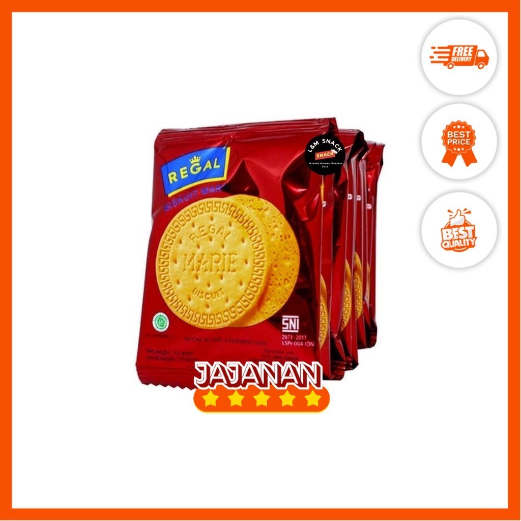 

Biskuit Marie Regal Renceng 1 Pack Isi 10 pcs Jajanan Termurah