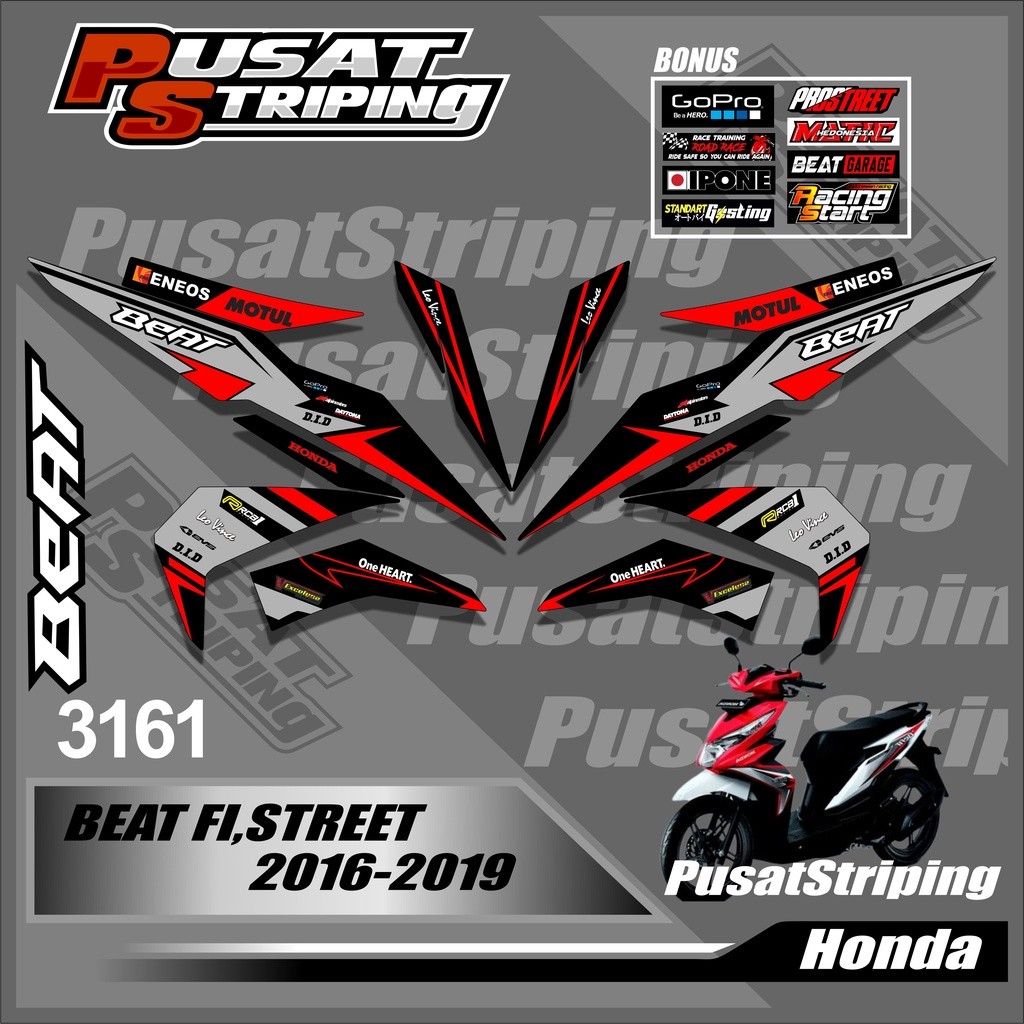 3161 Sticker Motor Beat Fi/Street 2016-2019, Striping Beat Street, Striping Bet 2019, Striping Beat 