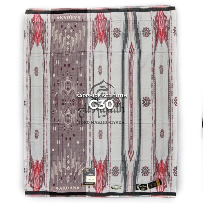 Sarung ARDAN Motif SGJ Songket Gunung Jaquard Putih Hitam Warna - Putih C30