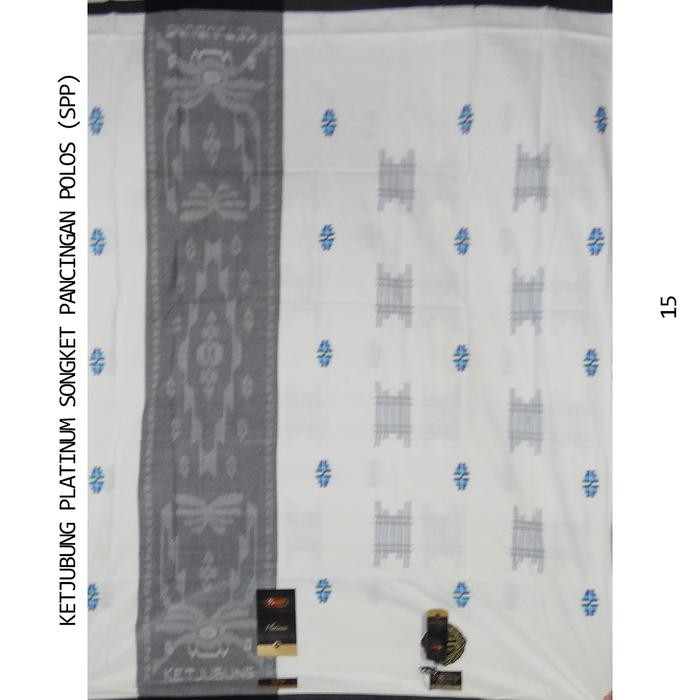 SARUNG KETJUBUNG PLATINUM SONGKET PANCINGAN POLOS (SPP) PUTIH - 15