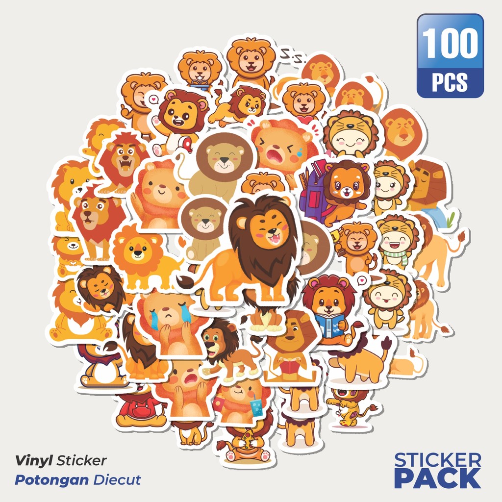 

Stiker Vinyl Sticker Hewan Singa Waterproof Aesthetic- Untuk Laptop, Motor, dan Helm - Paper Stationery Pack