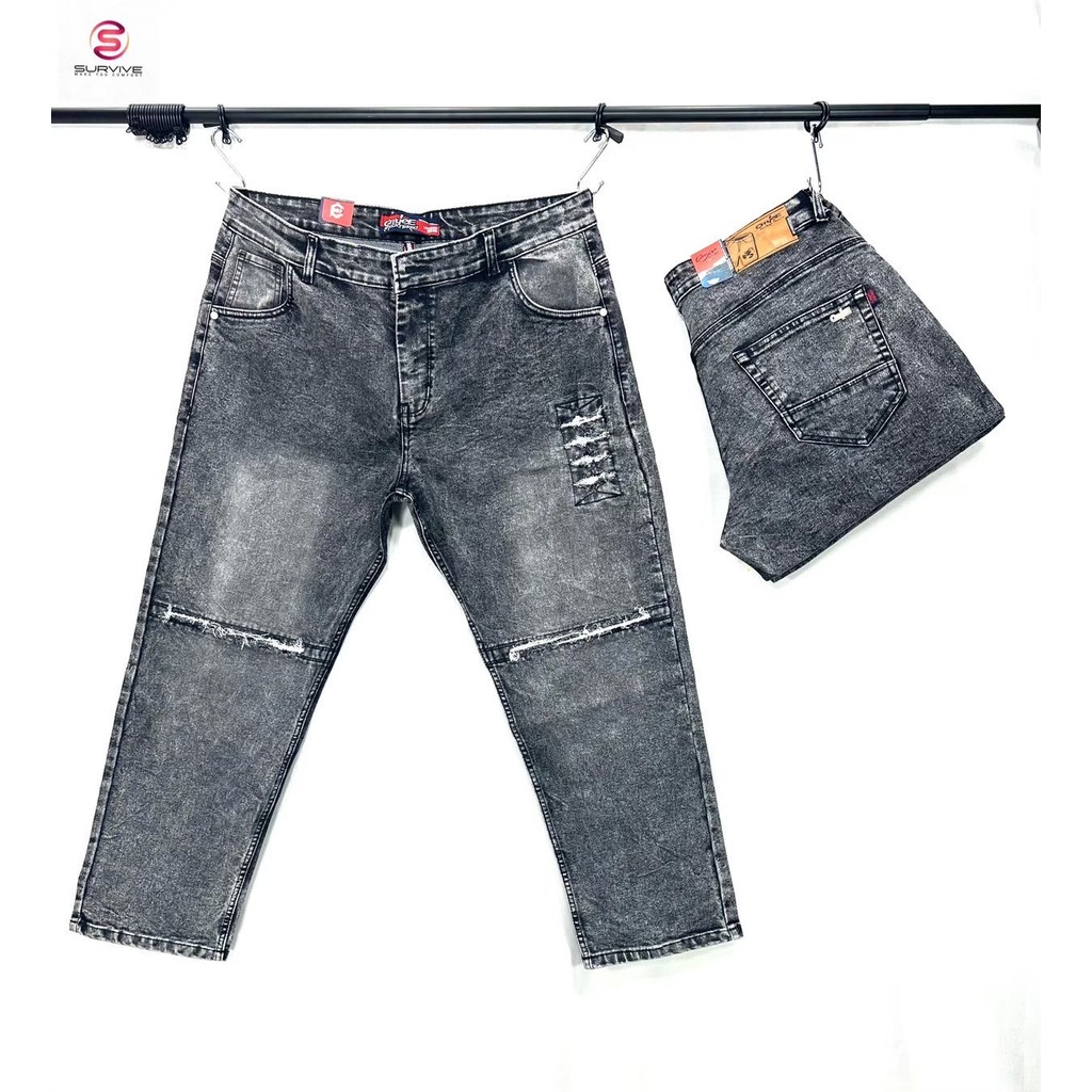 COD!!! JEANS JUMBO - Celana jeans sobek lutut pria mellar/ ukuran jumbo SOBEK LAPISAN TIDAK TEMBUS