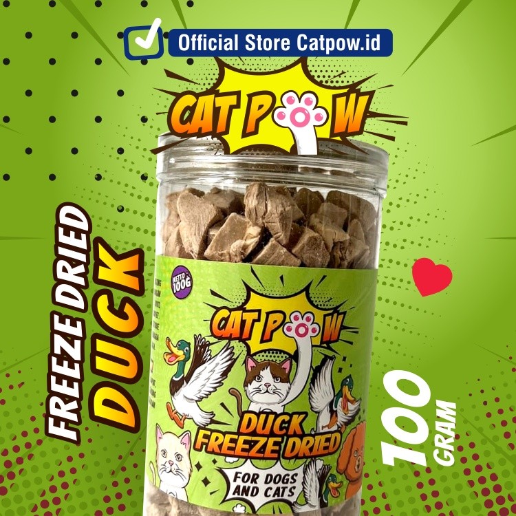 CATPOW Freeze Dried Pet Snack for Dogs Cats 100 Gram Daging Bebek Kering Raw Food Snack Kucing Anjin