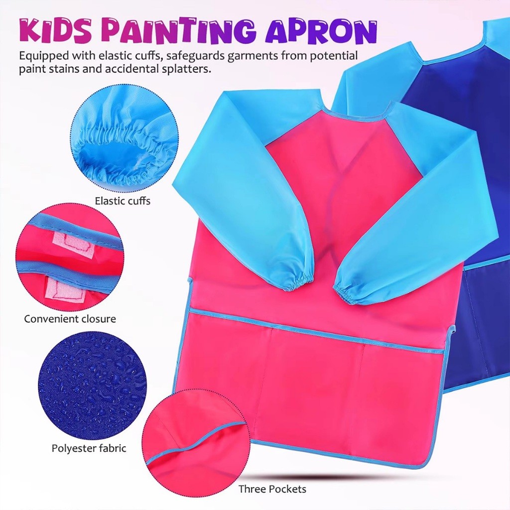 Termurah Apron Painting Anak Art Smock Kids Panjang Celemek Melukis Waterproof Apron Peralatan