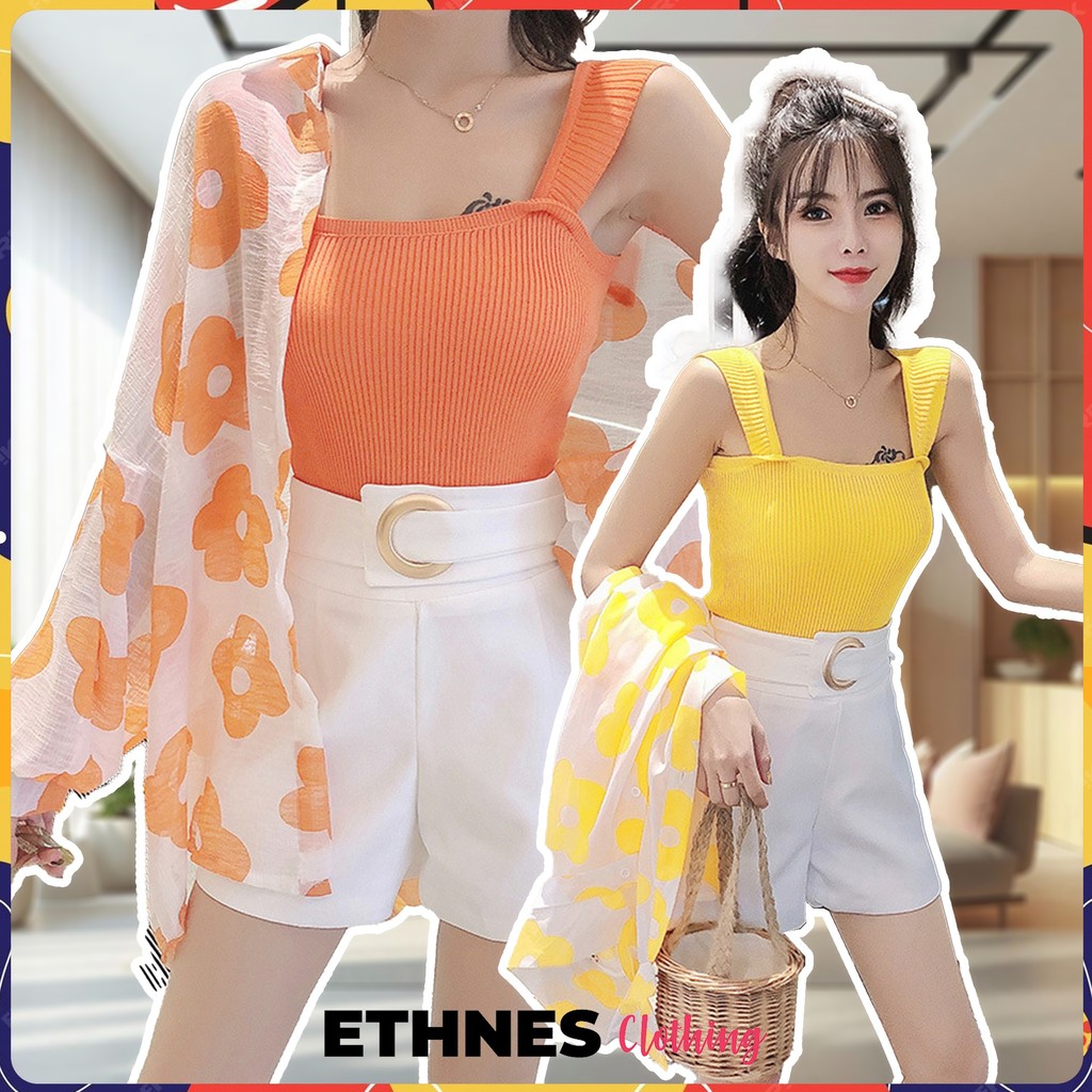 ETHNES Clothing | 0759 One Set 3in1 Wanita Super Cantik Kemeja + Inner Rajut + Celana Katun IMPORT C