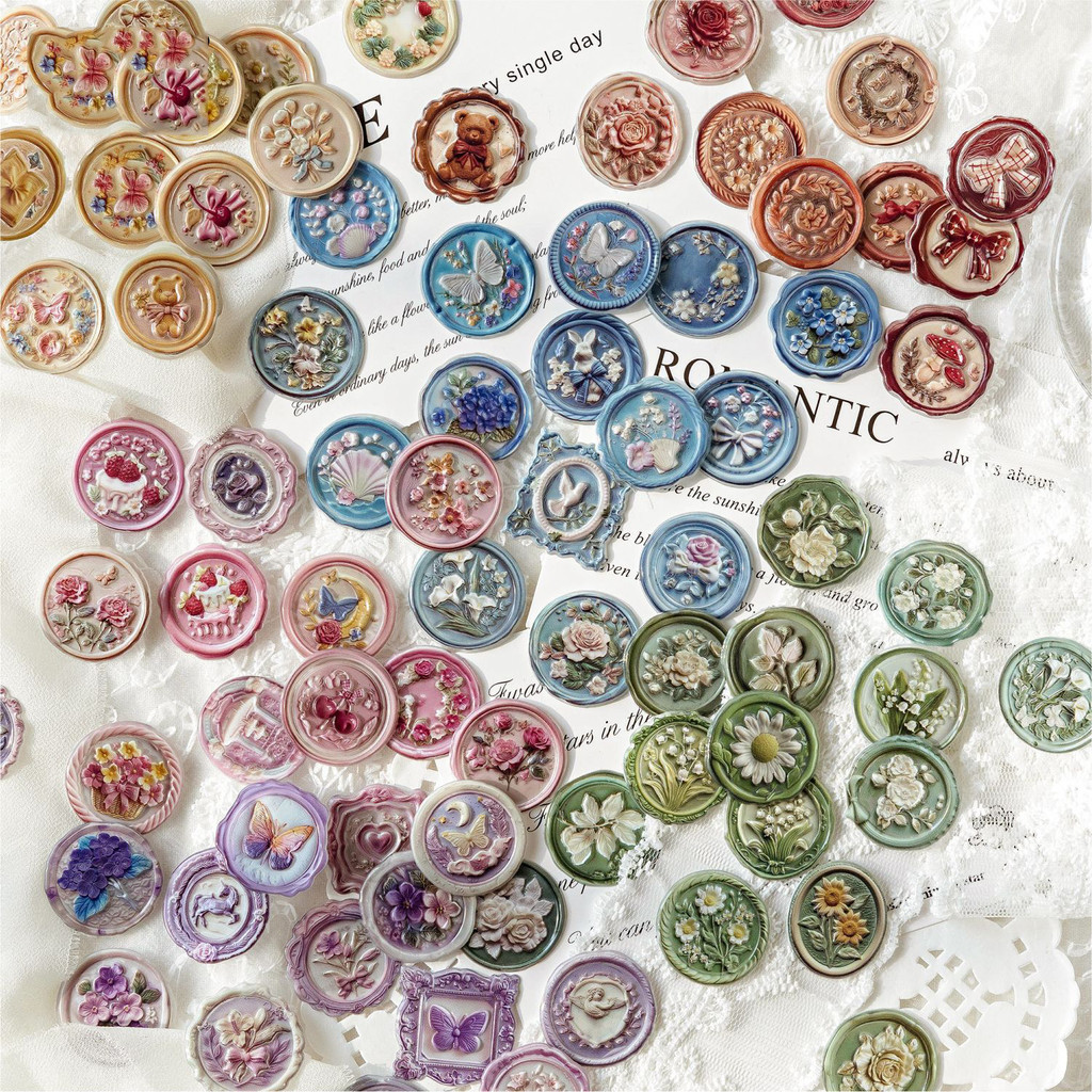 

Time Box Series Vintage Flower Landscaping Fire Paint Drip Glue Sticker Creative DIY Journal Material Collage Stationery