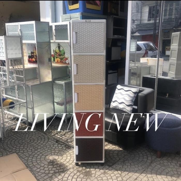 Lemari Plastik 1 Pintu Akako Swing Susun 5 / Rak Serbaguna Plastik - 5 susun