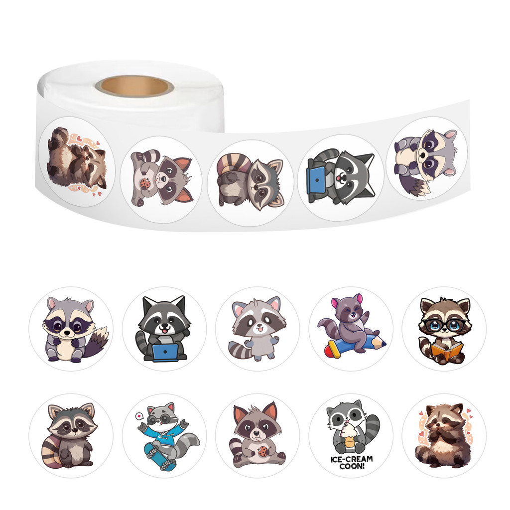 

100-500pcs Cartoon Little Raccoon Doodle Stickers Decor Luggage Laptop Helmet Skateboard Kids Toys Seal Label Rewards Sticker