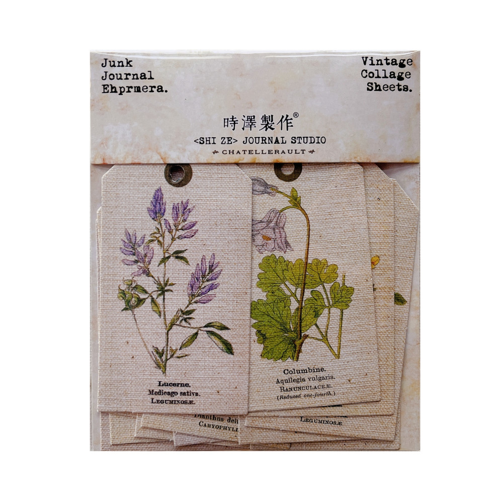 

Vintage Color Plant Atlas Tag Background Textured paper DIY Scrapbook Junk Journal Travel Diary Material Decorative