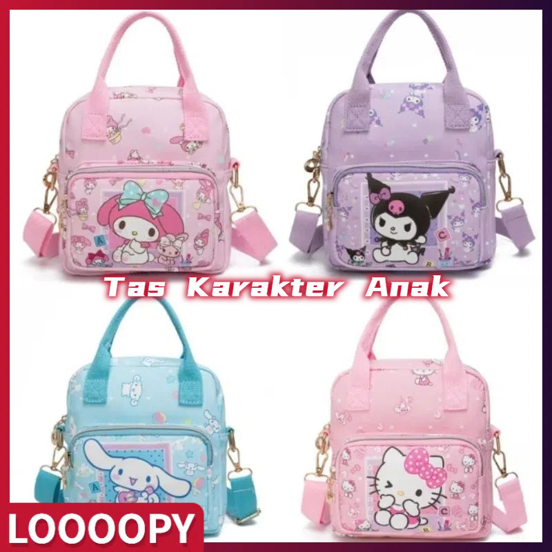 BROMSUNSHOP  LOOOOPY Tas Karakter Anak Tas Selempang Anak Perempuan Tas Shoudler Tas Jalan-jalan
