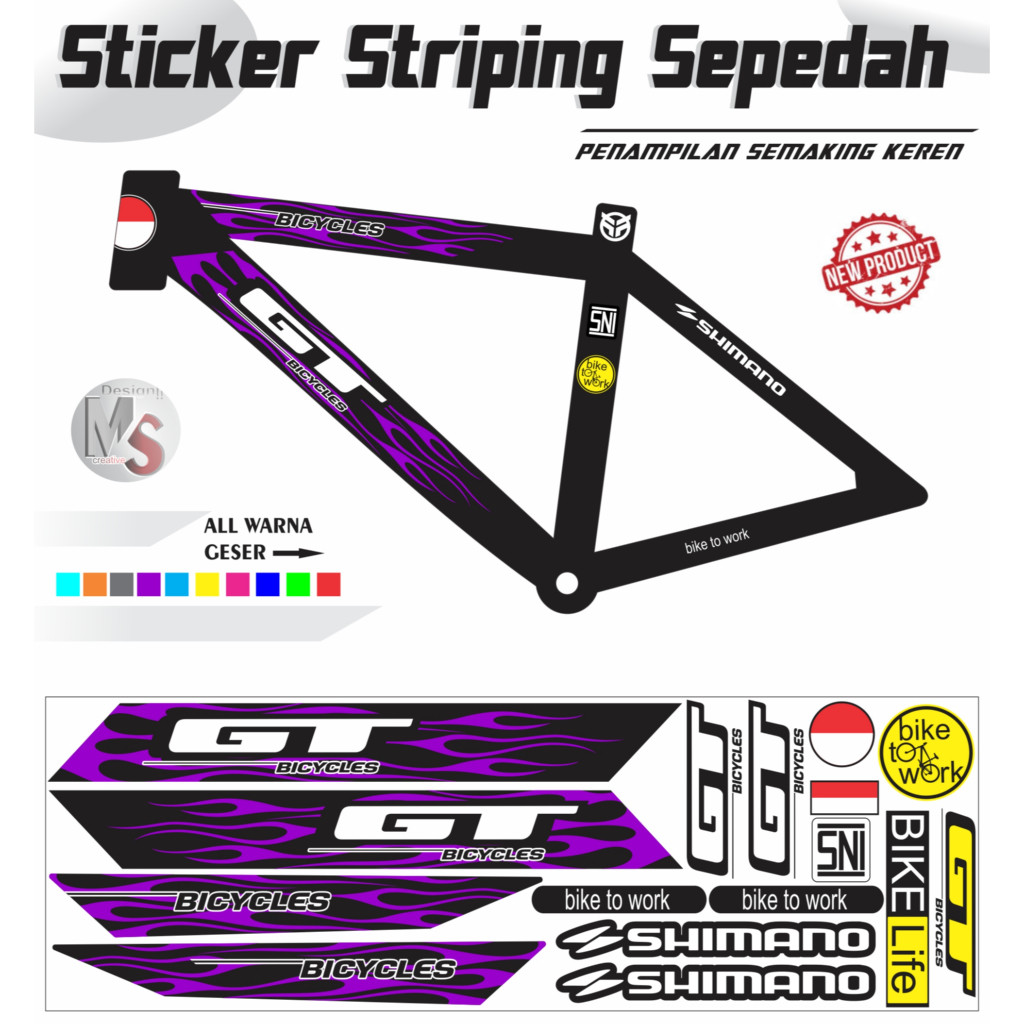 STICKER Striping Variasi Bike Stiker Sepeda Set GT EXTRIME STILE Y60