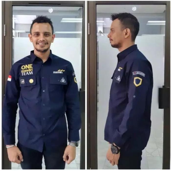 kemeja mandiri/ bukan untuk custom/ pdl bank mandiri/ kemeja one mandiri team/ kemeja pria lengan pa