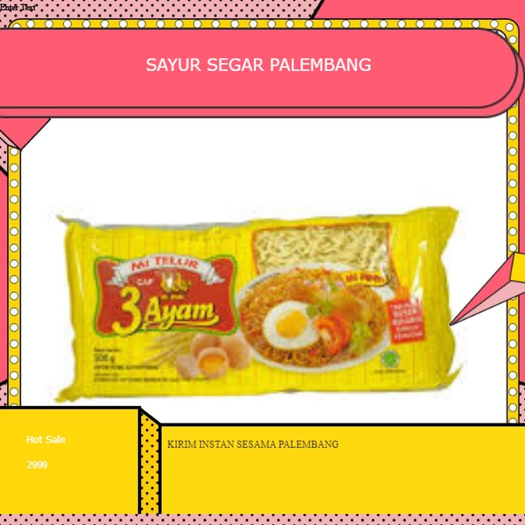 

Mie Telur Cap 3 Ayam 200 Gram Per Bungkus