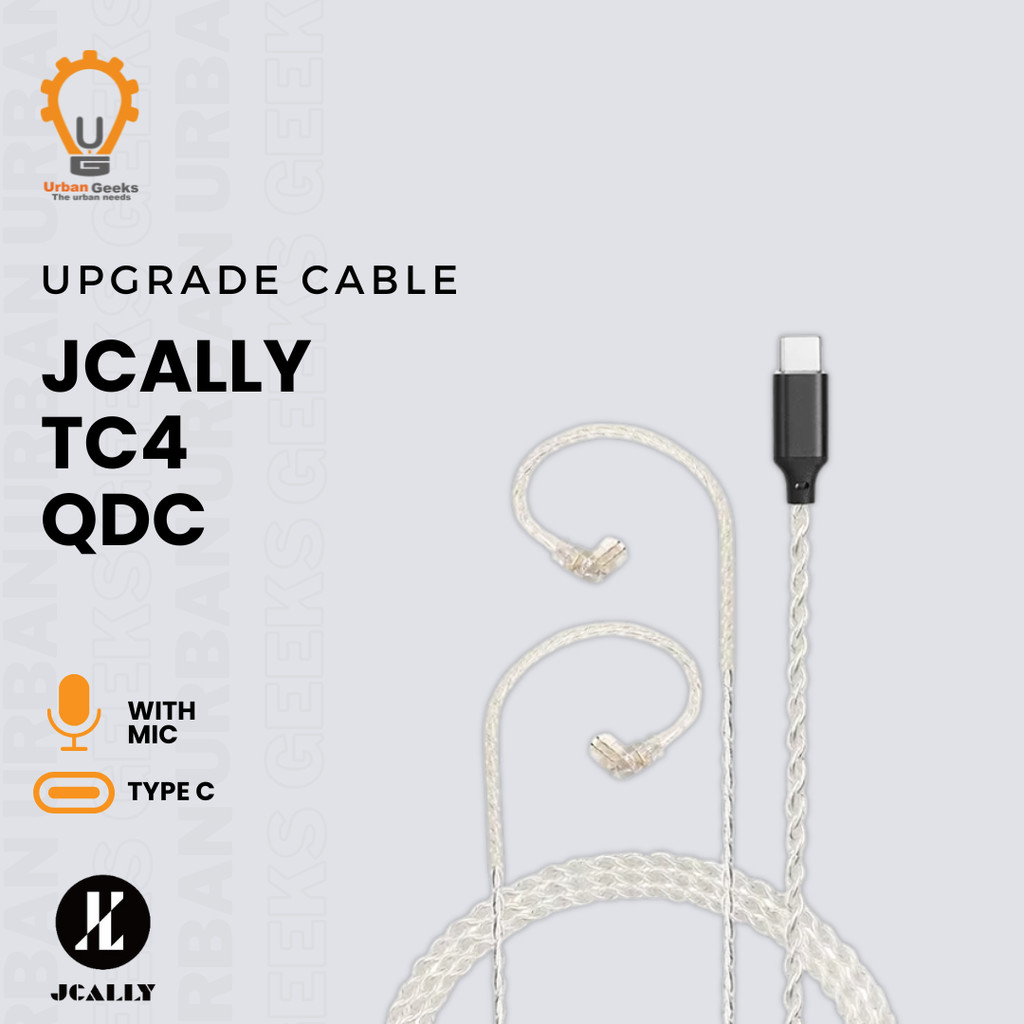 JCALLY TC4 QDC Silver Type C Upgrade Cable | Kabel Earphone 4 Core OFC Silver-Plated dengan Mic | Ko