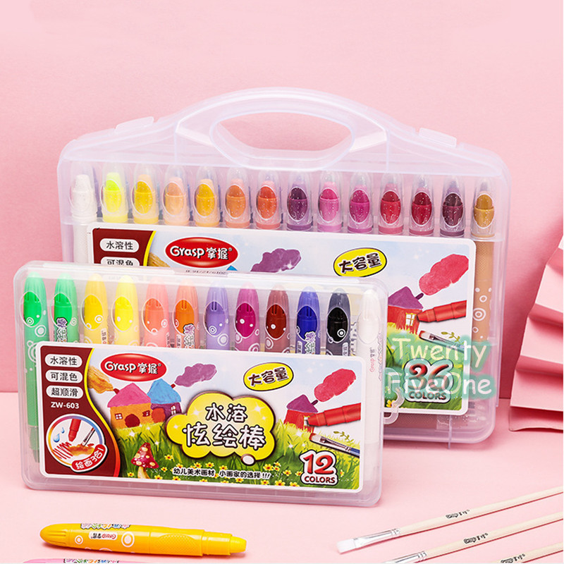 

Crayon Grasp Mata Besar 24/36/48 Warna Krayon Lembut Water Soluble Crayon