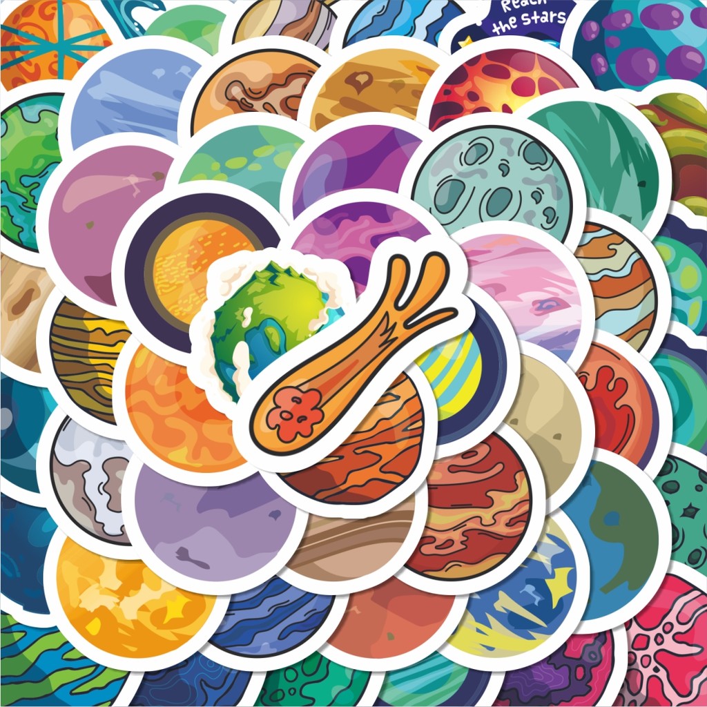 

100PCS Lucu Stiker Planet Luar Angkasa Stiker Aesthetic Stiker Anti Air Stikers Berperekat Waterproof sticker decal buat Motor Helm Buku Journal Koper Casing HP Laptop Botol Minum Hadiah anak
