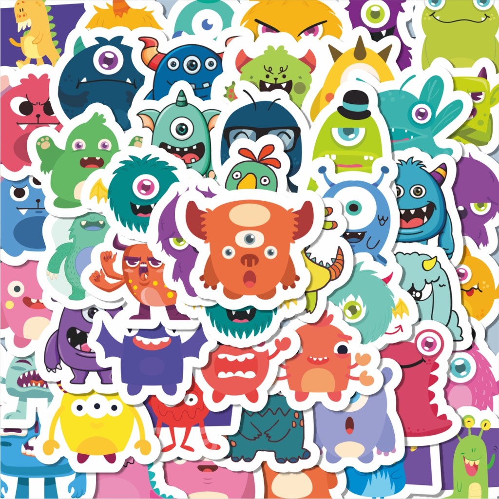 

100PCS Lucu Stiker Kartun Monster Lucu Stiker Stiker Aesthetic Stiker Anti Air Stikers Berperekat Waterproof sticker decal buat Motor Helm Buku Journal Koper Casing HP Laptop Botol Minum Hadiah anak