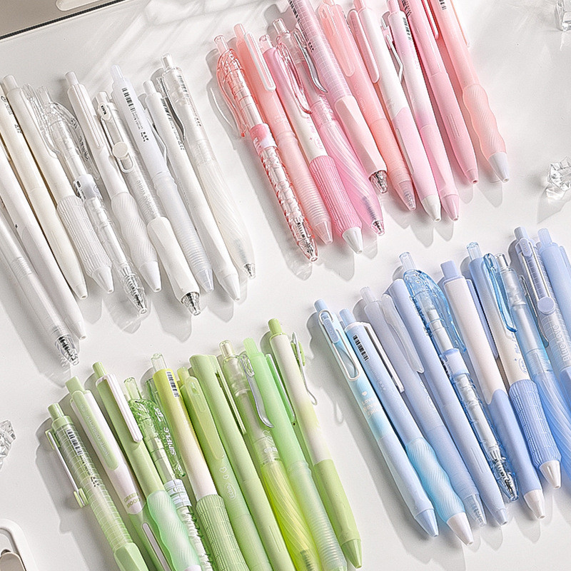 

6pcs Gel Pen and Marker Pen Set Retractable Black Ink 0.5mm Ballpoint Pen School Student Office Stationery Supplies