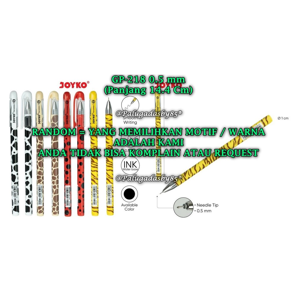 

(1 Biji) GROSIR Gelpen JOYKO GP-218 Savanna 2 0.5 Hitam / Gel Pen Pulpen Pena Joyko GP-218 (1 Biji)