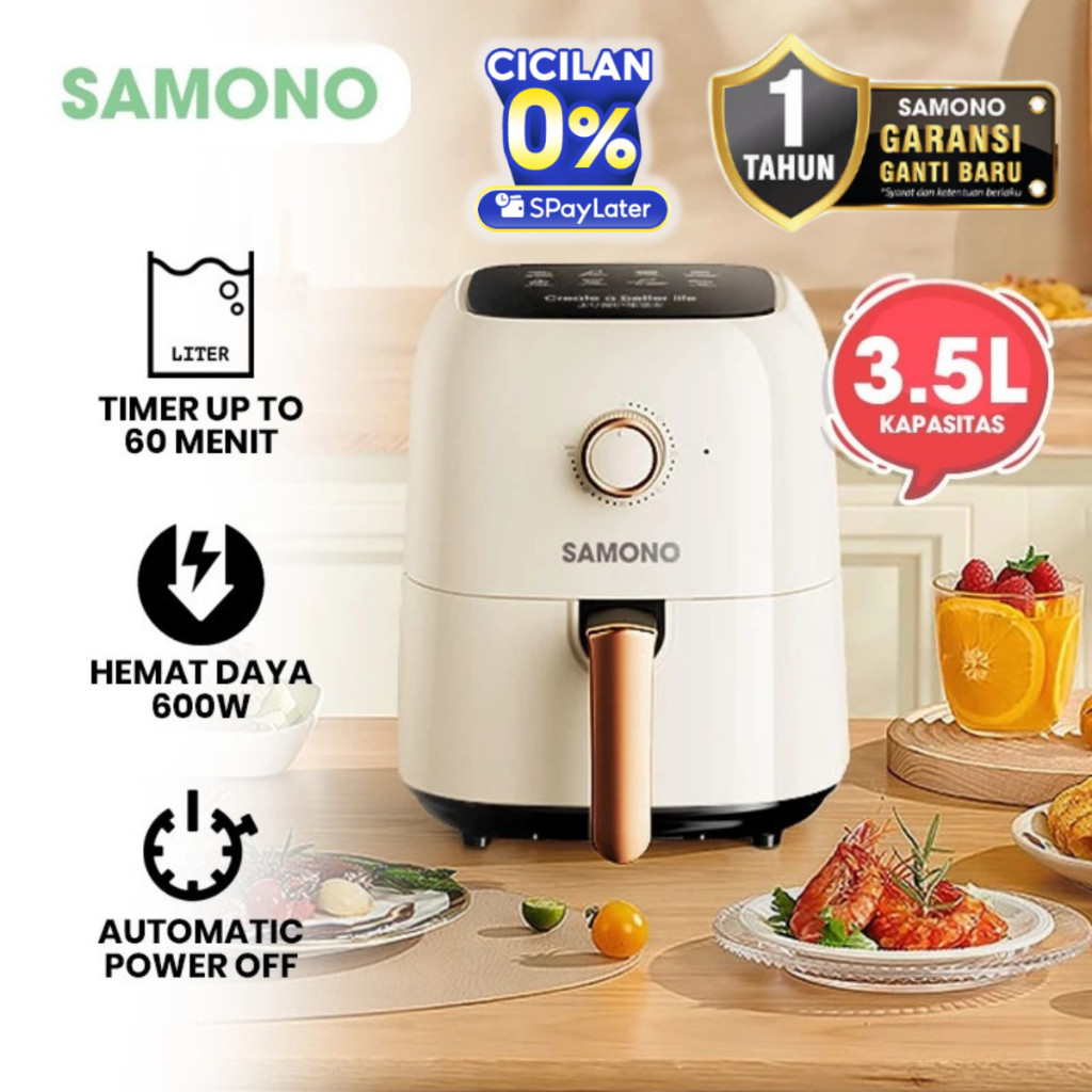 SAMONO Air Fryer SW-AFW35 Alat Penggorengan Listrik 8 Mode Memasak Tanpa Minyak Kapasitas 3.5 Liter
