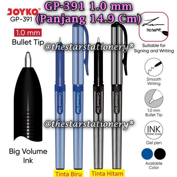 

(1 Pak/12) GROSIR Gelpen JOYKO GP-391 1.0 Colossal Gel / Gel Pen Pulpen Pena Joyko GP-391 (Pak/12)