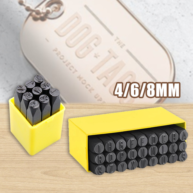 

Printing Tool Numbers Alphabets Ukuran 4mm 6mm 8mm Steel Stamp Stempel Cetakan Huruf Nomor Number Letter Punch Set 36pcs