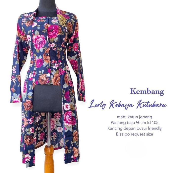 Kebaya Kutubaru Kembang Katung Jepang Kebaya Wisuda Hijab Kebaya Kondangan Kebaya Jawa - Bunga Pink,