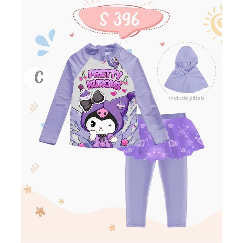 Baju Renang anak Sanrio S396 / MOCHA X AS 1 dengan hijab KUROMI Sport - MochaS396-K-100