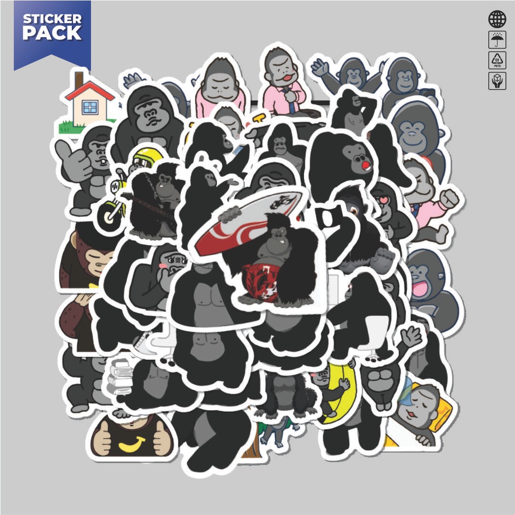 

[100PCS]Stiker Pack Stiker Hewan Gorila Aesthetic Vinyl Anti Air Dekorasi Sticker Laptop Buku Journal Koper Helm Casing HP Gitar Helm Skateboard