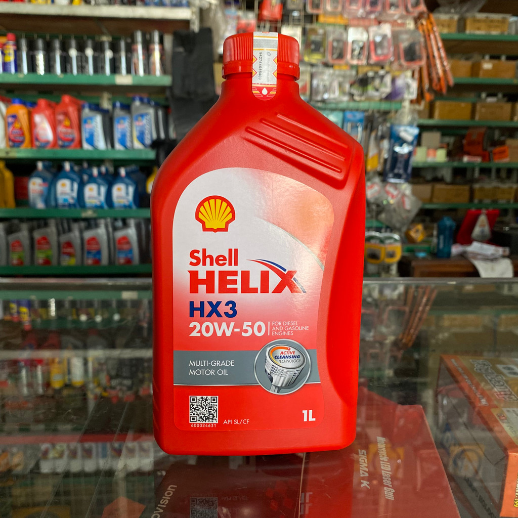 Oli Shell Helix Hx3 20W-50 Motor Sport GL Megapro Tiger Vixion Satria FU 150 Scorpio API SL/CF 1L 10