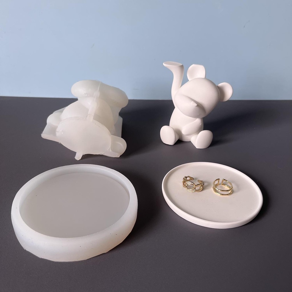 

Bear Hand Rest Shelf Silicone Mold Jewelry Key Placement Bracket Decorative Plaster Cement Moulds