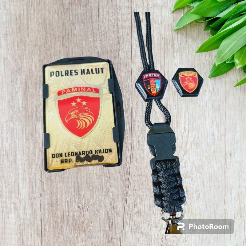 

id card peneng plat holder lanyard logo paminal polri