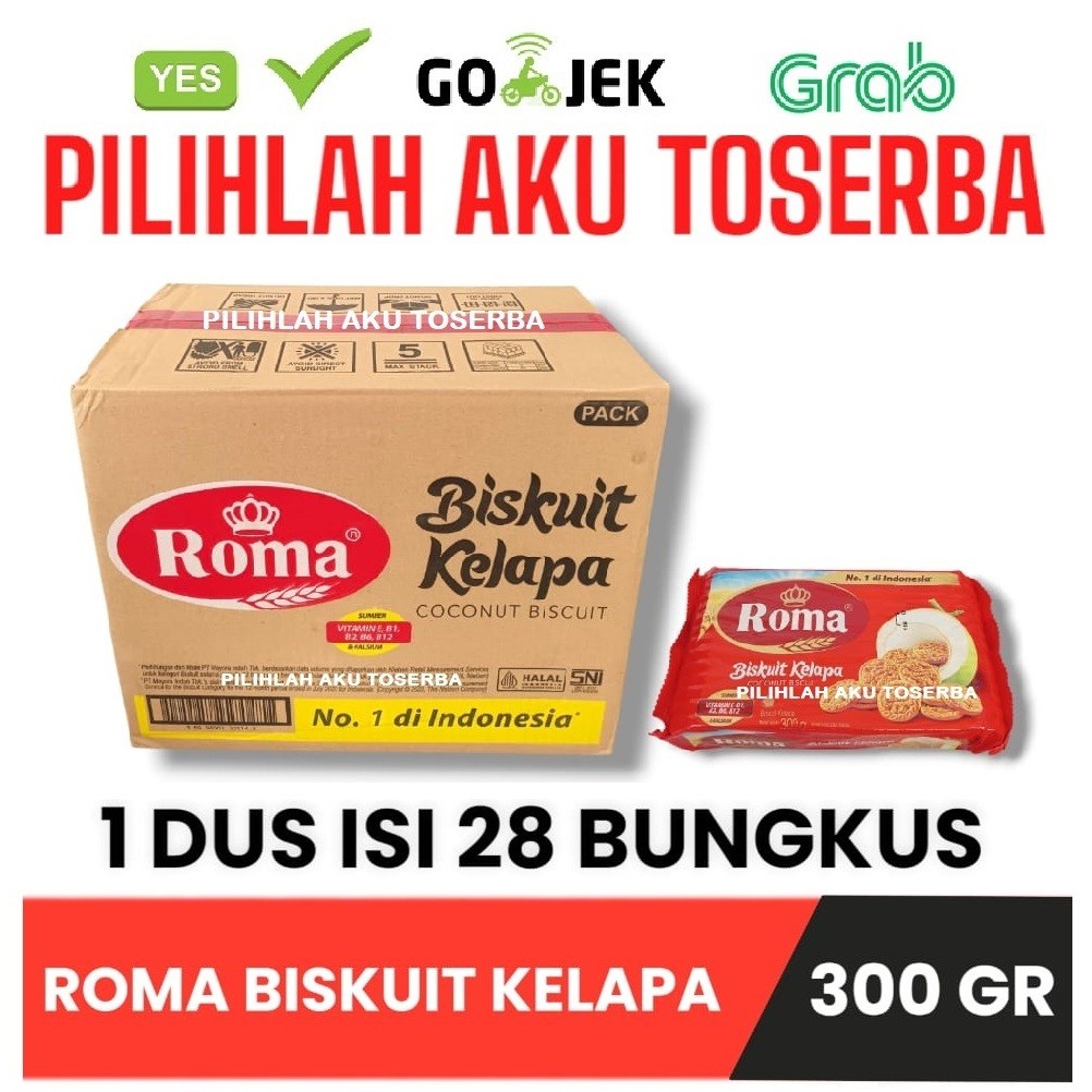 

Biskuit Roma Kelapa 300 gram - 1 kardus isi 28 pax - KHUSUS GRAB & GOSEND