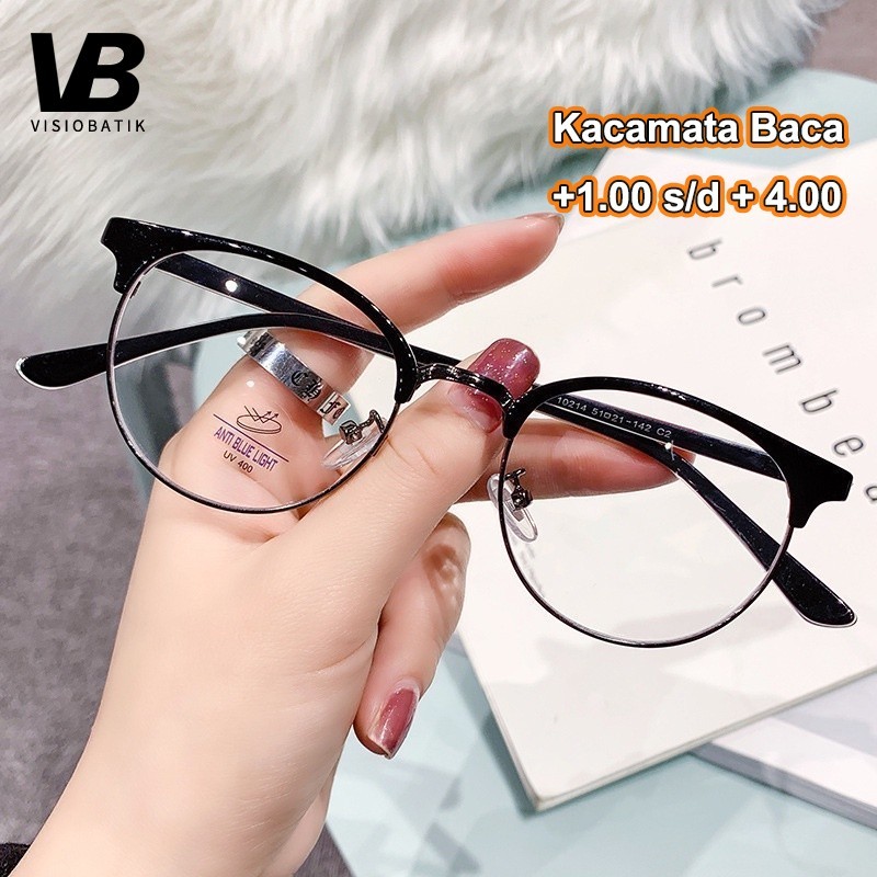 VisioBatik Kacamata Progresif Baca Jalan Plus Pria Wanita Korea Vintage Bulat Anti Radiasi Photocrom